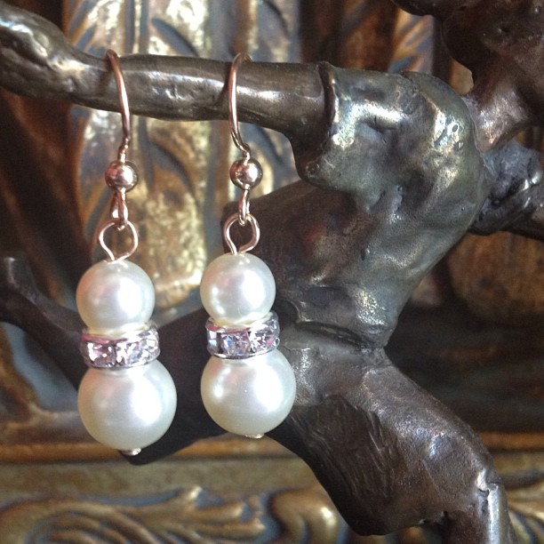 Classic Bridal Pearl Crystal Earrings