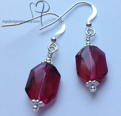 Ruby Swarvski Crystal  Earrings