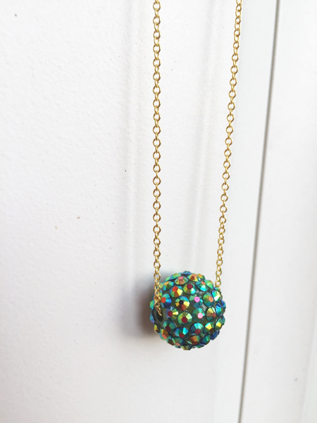 Emerald Pave' Bead Gold Necklace