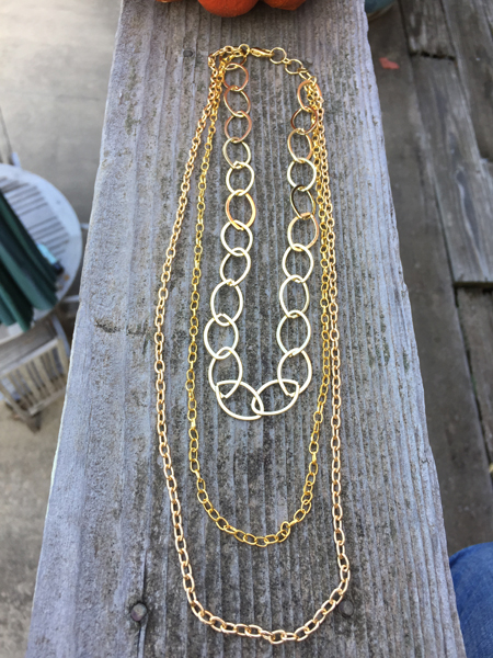 gold triple chain necklace
