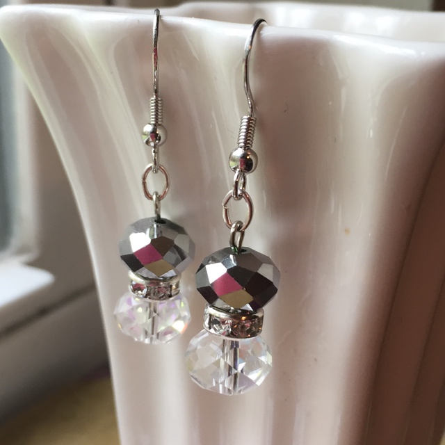 Special crystal silver holiday sparkle earrings 