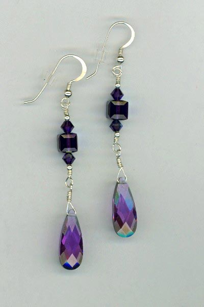 Purple Velvet CZ Crystal Earrings