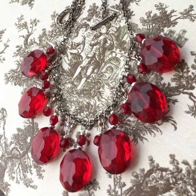 Show Me Some Love ~ Red Crystal Statement Necklace