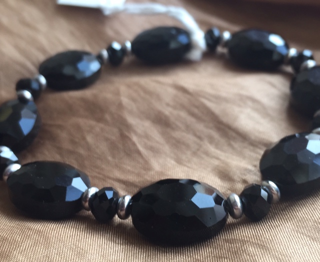 Jet Black Crystal Stretchy Stackable Bracelet 