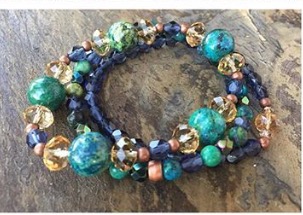 Blue Mosaic Turquoise Copper Boho Stretch Bracelet Collection