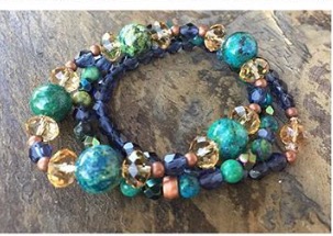 Blue Copper Boho Stretch Bracelet Collection