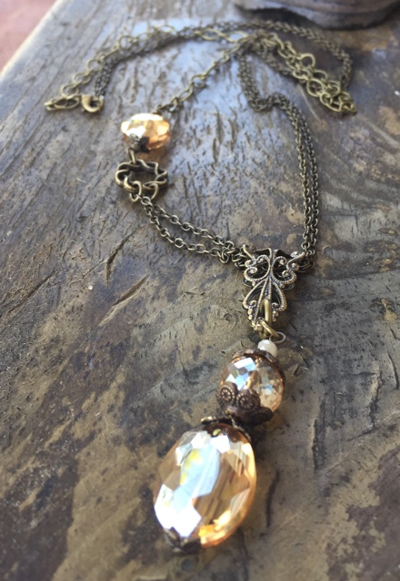 Golden Elegance Topaz Crystal Statement Brass Necklace
