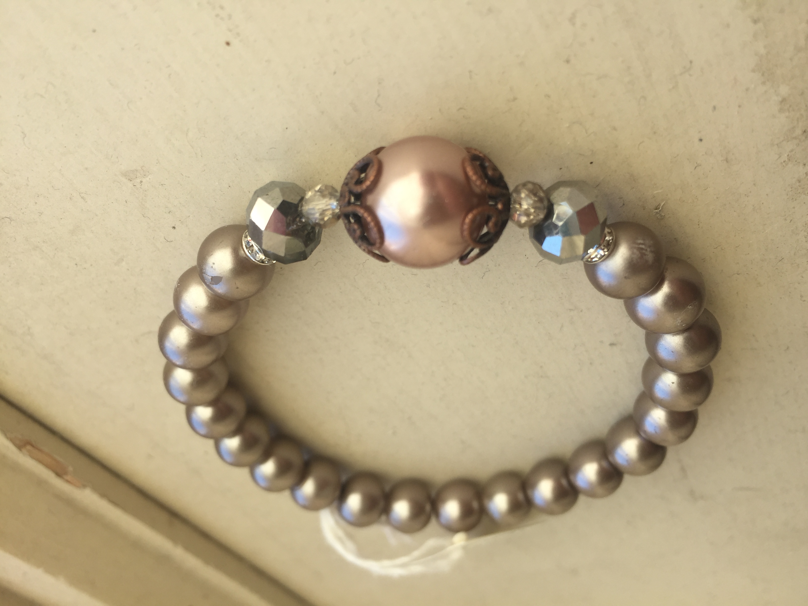 Cappuccino Pearls Stretch Stacking Bracelet  2