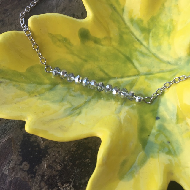 Silver/Clear Crystal Bar Necklace