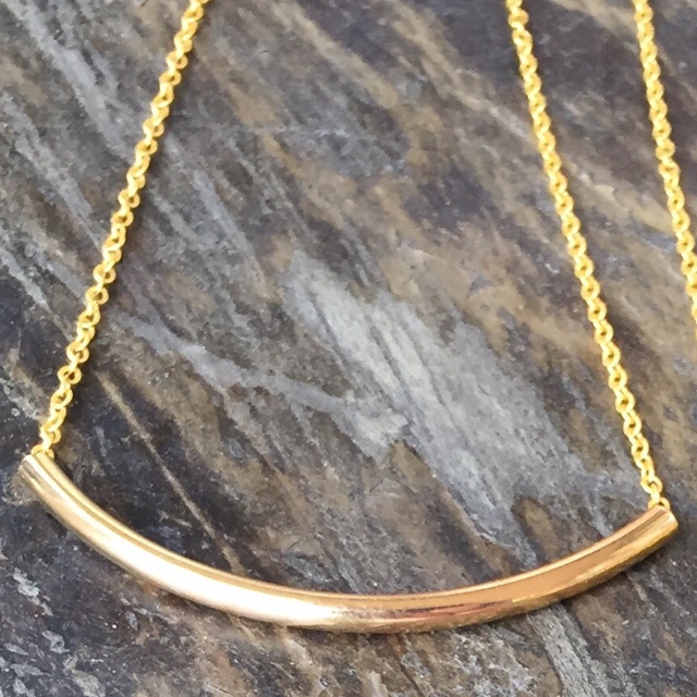 Gold plated curved tube necklace 