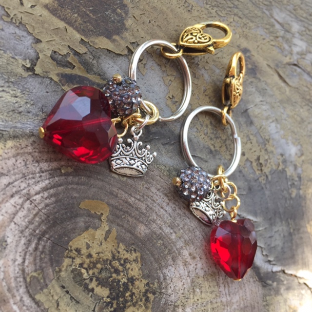 Queen for a Day - Red Heart Crystal Crown Charm Key Chain