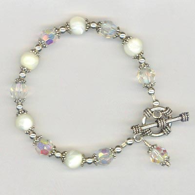 Mother of Pearl Sterling Crystal bracelet