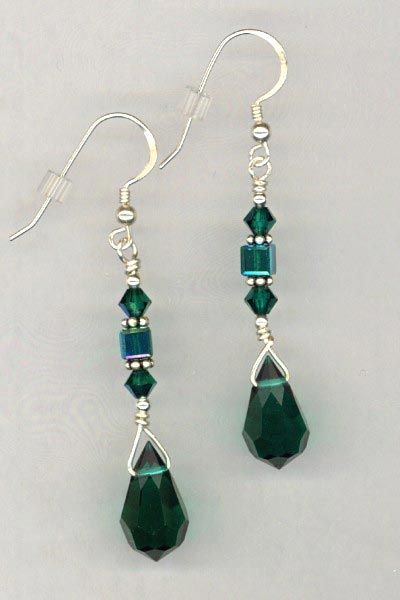 Emerald Pendant crystal earrings