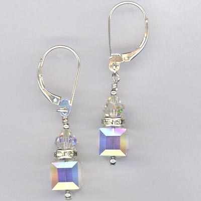crystal cube earring