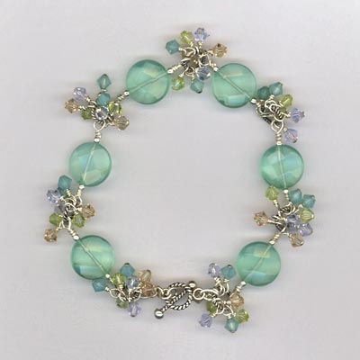 green chalcedony crystal charm bracelet