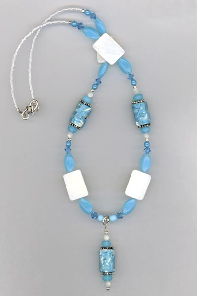 MOP Blue white necklace