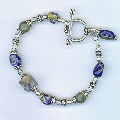 Bracelet Lapis & Gemstone Silver