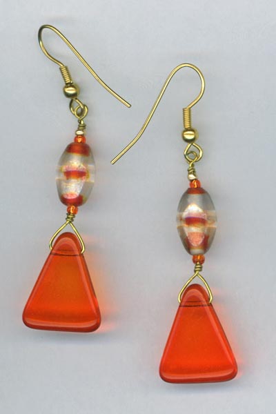 Orangel Candy corn gold earrings