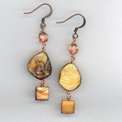 Copper Pearl crystal Earrings