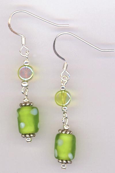 green polka dot earrings