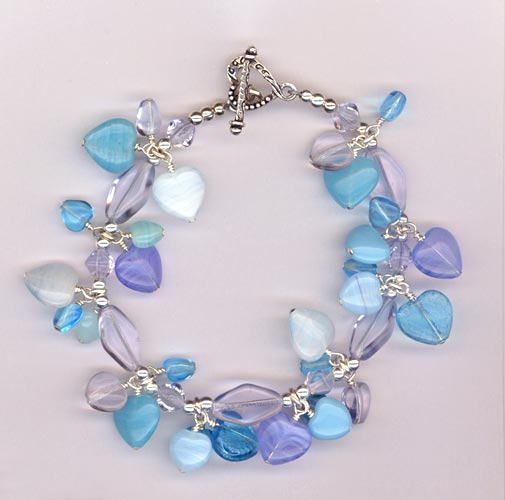heart charm lavender bracelet