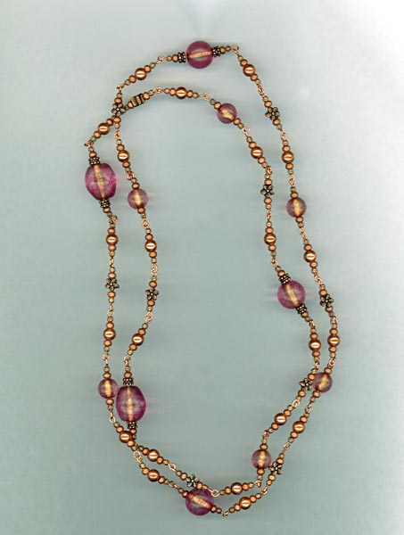 Copper $ Pink Italian Link Necklace