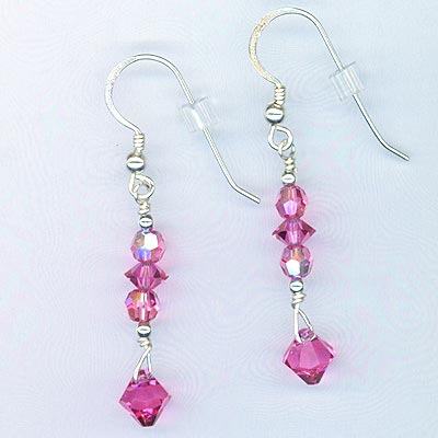 Pink Rose AB Swarovski Crystal Earrings