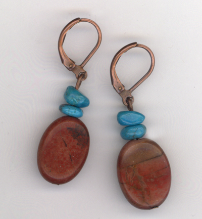 jasper copper turquoise earrings