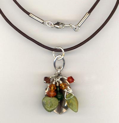 Brown Leather HT Faling Leaves cluster pendant