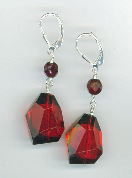 ruby quartz nugget earrings