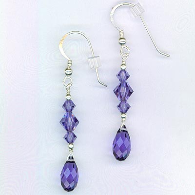 Purple Tazanite Swarovski Crystal Earrings2