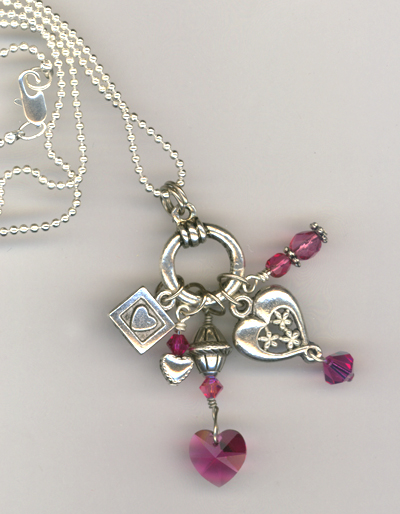 Fuchsia heart charm necklace