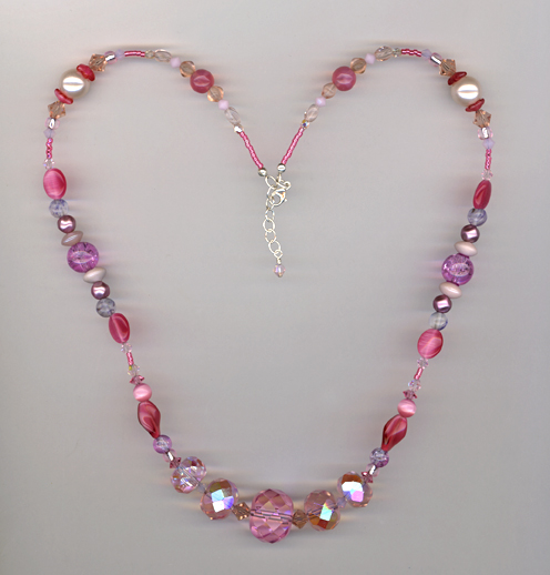 pink crystal mix wow necklace