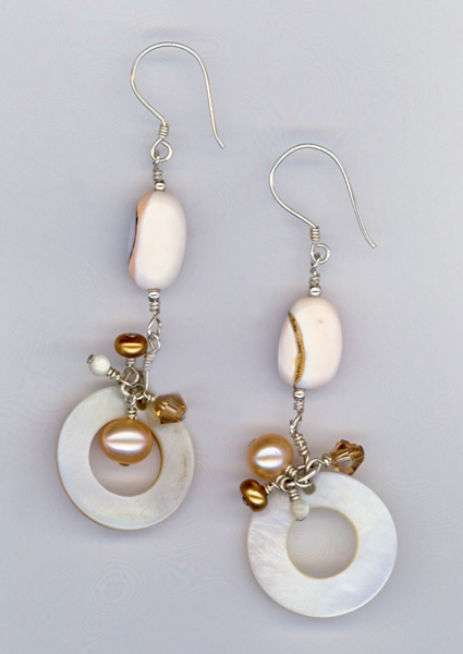 MOP circle shell dangle earrings