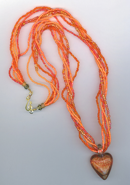 orange heart pendant necklace