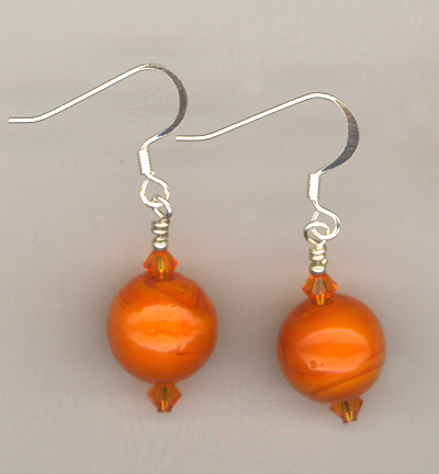 orange lw round sun crystal earring